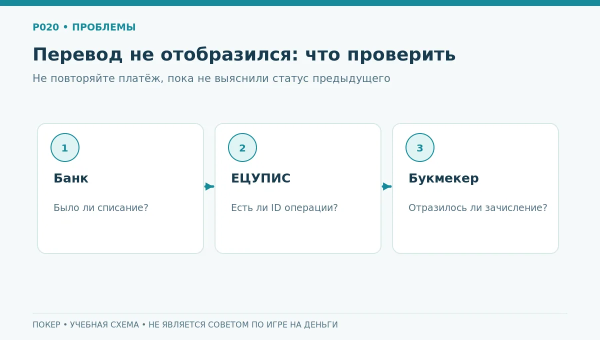 Диагностика задержанного перевода: банк, ЕЦУПИС или букмекер