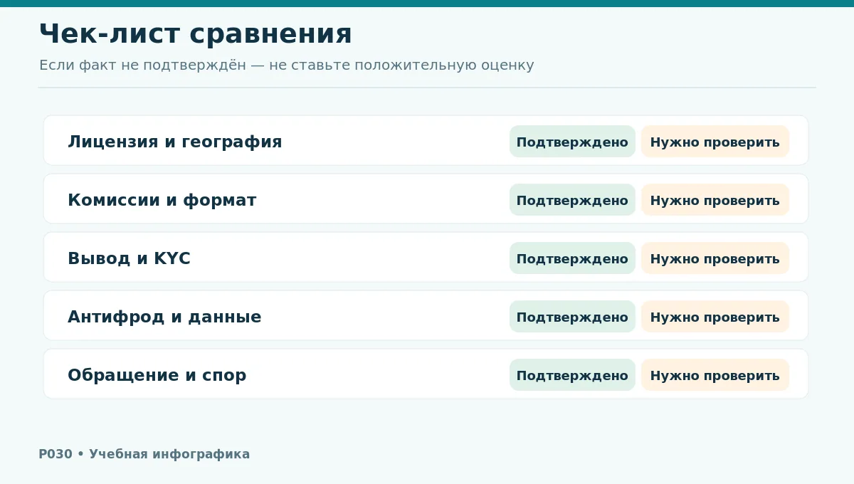 Оценочная матрица без рекламных баллов: подтверждено, требует проверки, неприемлемо