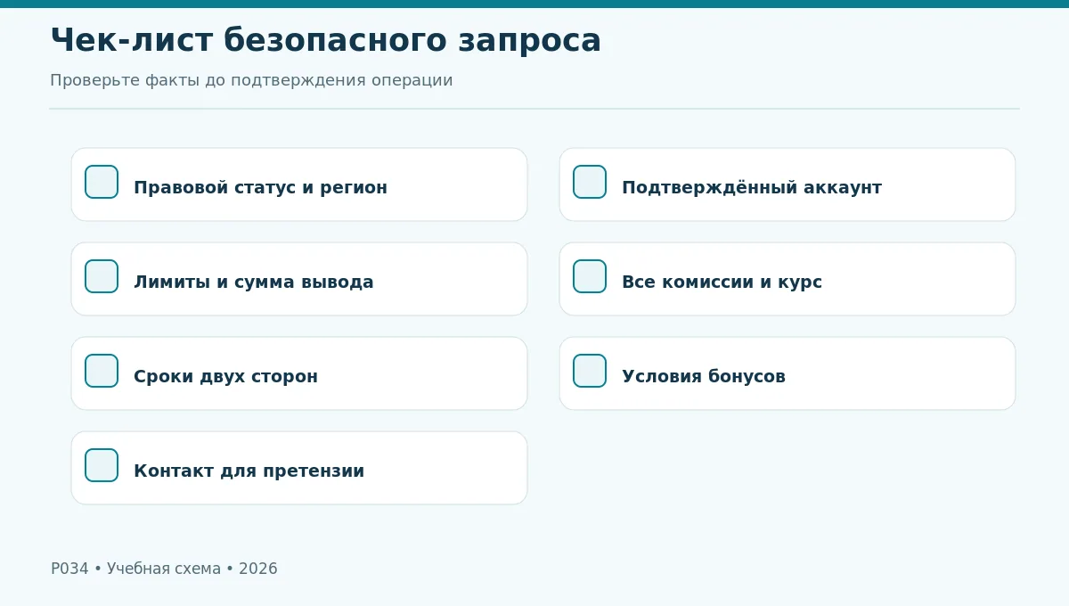 Одностраничный чек-лист условий выплаты с семью контрольными пунктами
