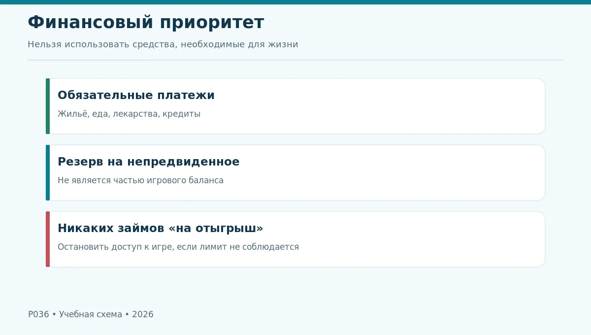 Схема финансовых приоритетов: обязательные расходы и резерв не пересекаются с игровым бюджетом